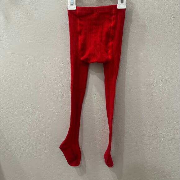 Little Stocking Co Bright Red Cable Knit Tights - Picture 4 of 7